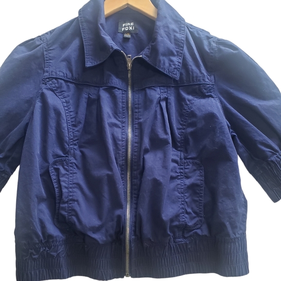 Fire Foxi Blue Short Sleeve Jacket. Size Large. Junior Large. Zipper. - Picture 3 of 9